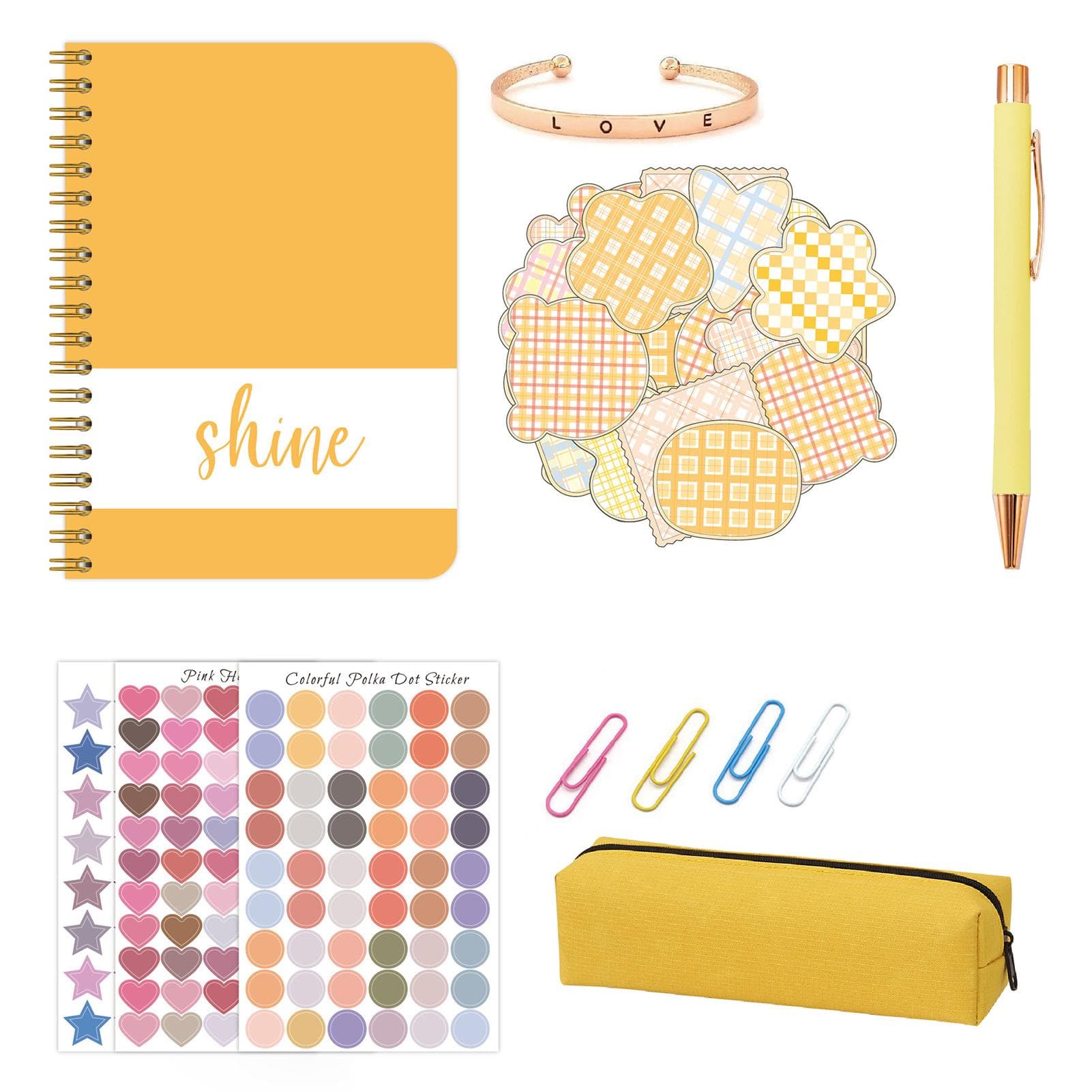 DIY Journal Kit Planner Notebbok Scrapbook & Diary Supplies Set Fun Cute Art & Crafts Stuff yellow