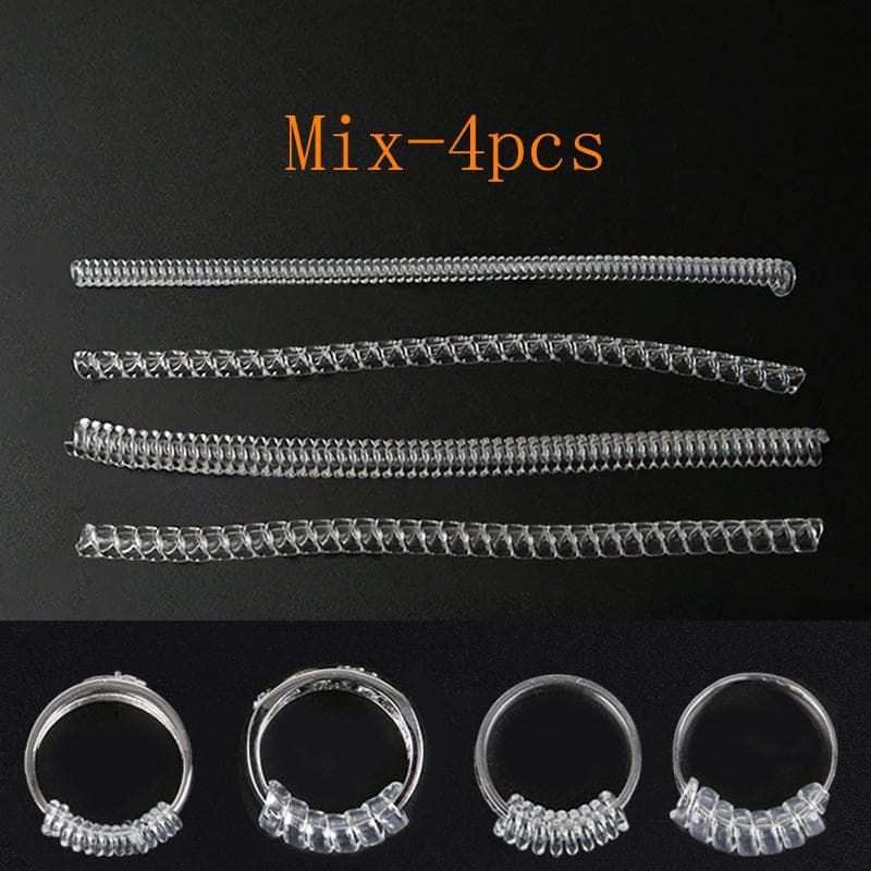 4 Pcs/Set Ring Adjuster Invisible Transparent Tightener Resizing Tool Jewelry Tools Spiral Based Ring Size Adjuster Jewelry Guard Mixed 3.5-5mm