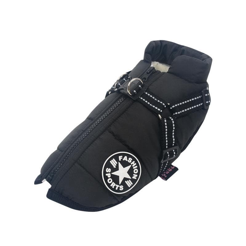 Pet Dog Jacket With Harness Winter Warm Dog Clothes Waterproof Dog Coat for Small Large Dogs Chihuahua French Bulldog Outfits XL black
