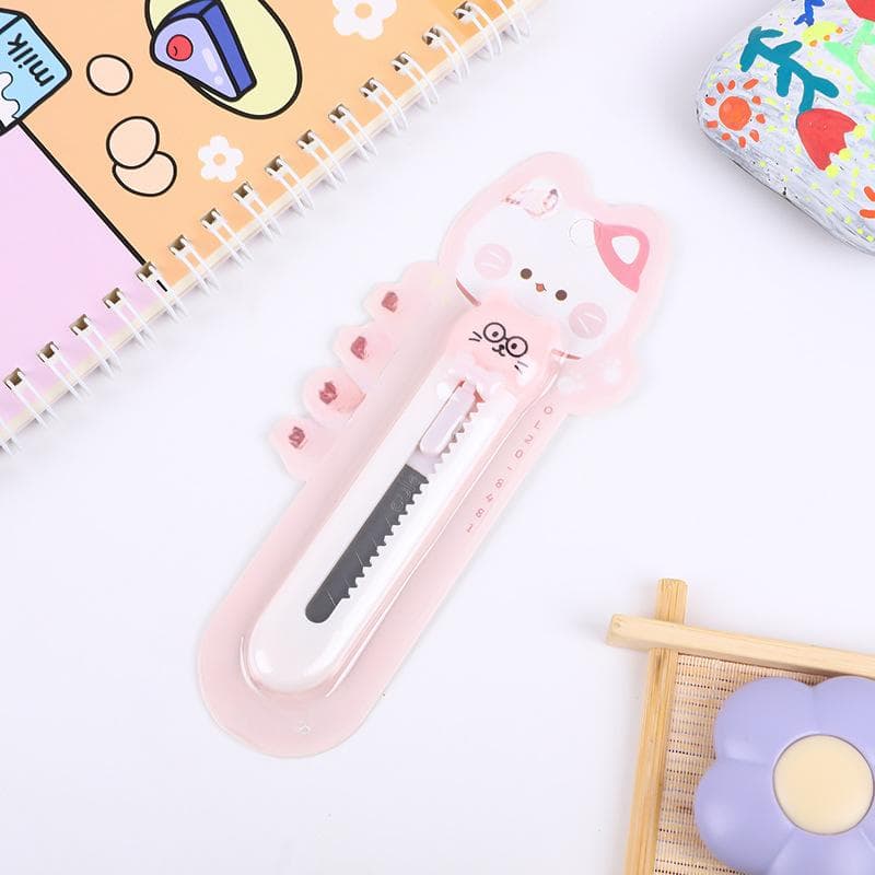 Mini Cute Caroon Utility Knife for Student Small Kawaii Letter Opener Clip Paper for Office Student Supply Office Accessories 10*2.2cm