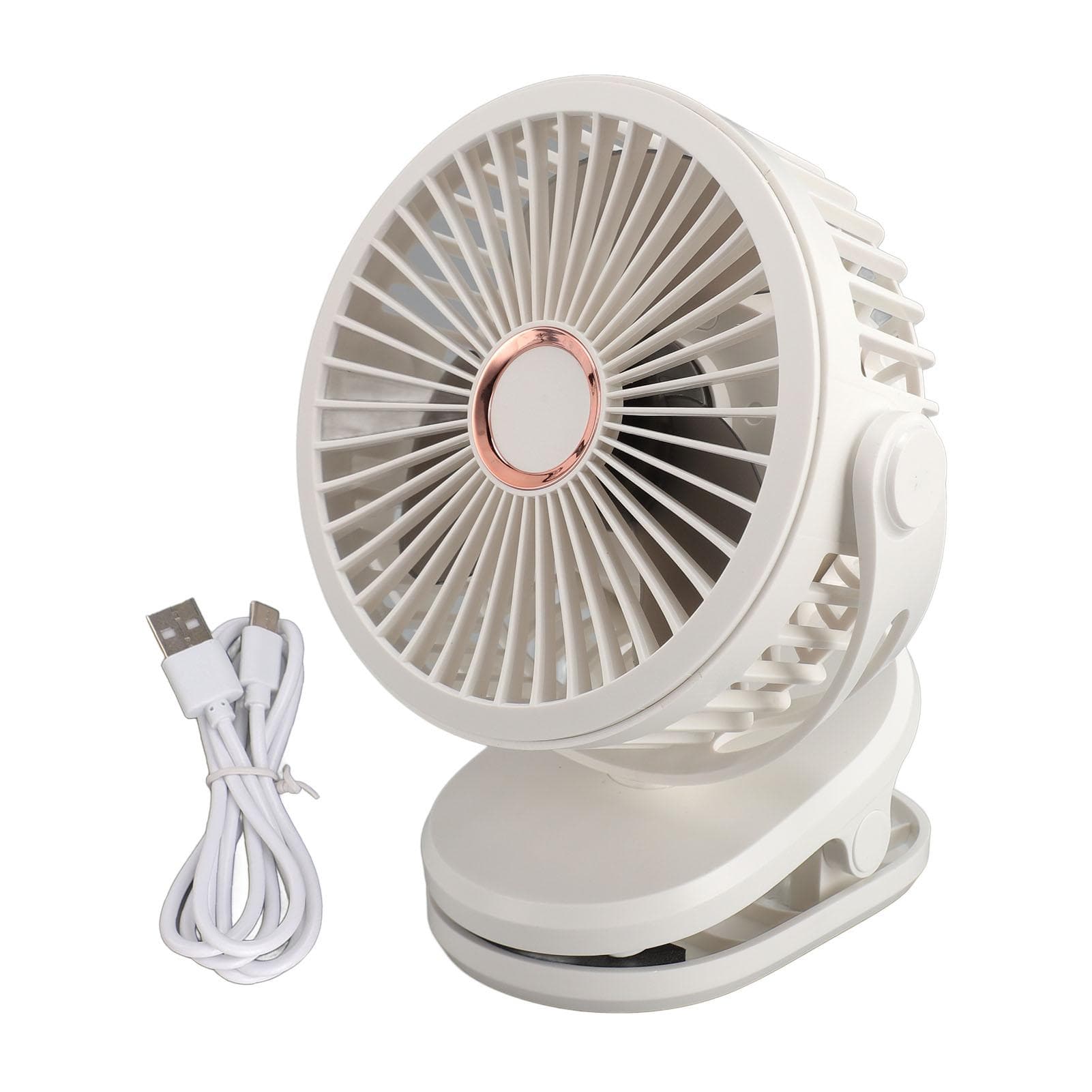 10000mAH USB Clip On Fan Rechargeable Miniature Table Fan Portable 360 Degree Rotate Cooling Fan white