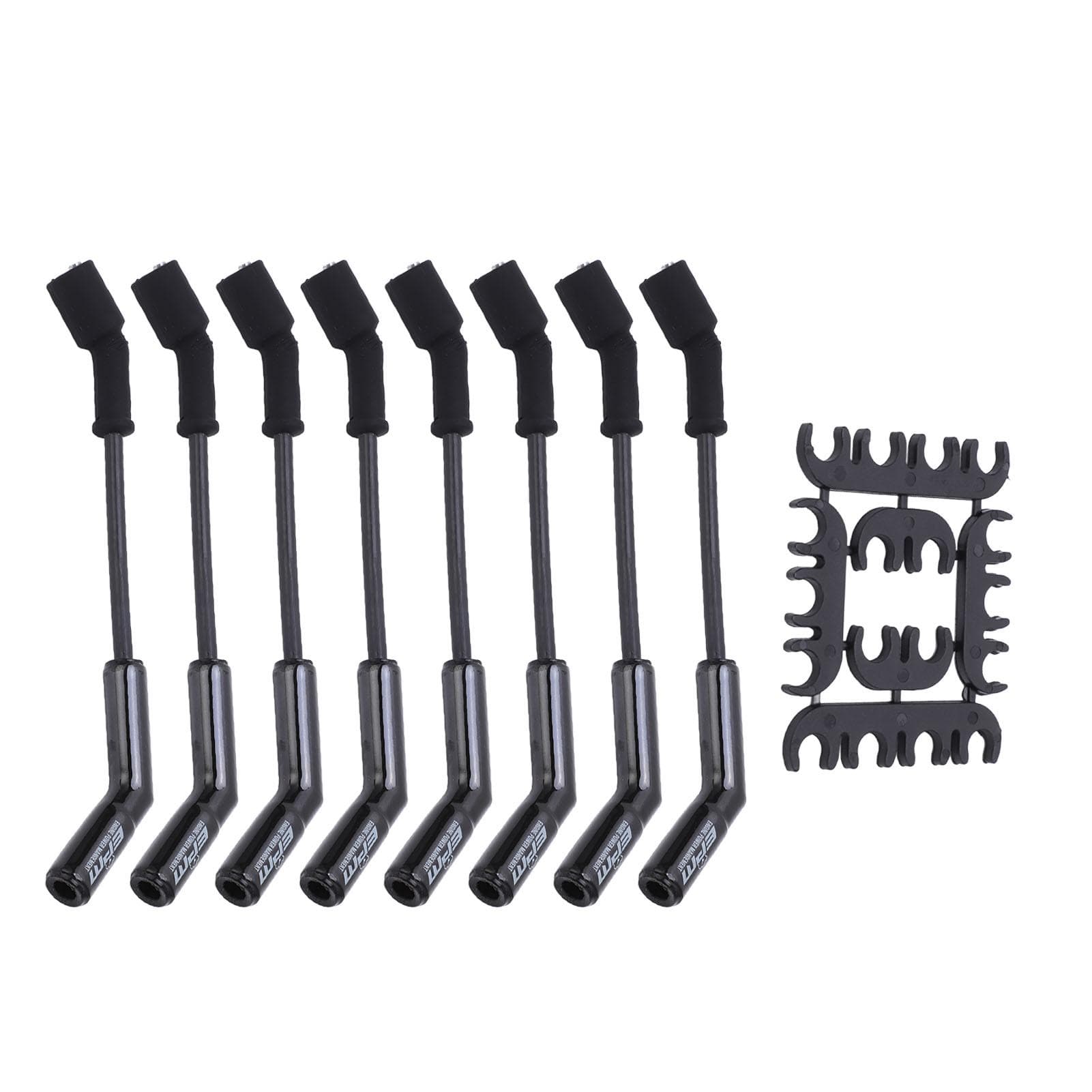 Spark Plug Wire Set 8mm Dia 500Ohmsft Black Stainless Steel Plug 9070CK Replacement for GM LS