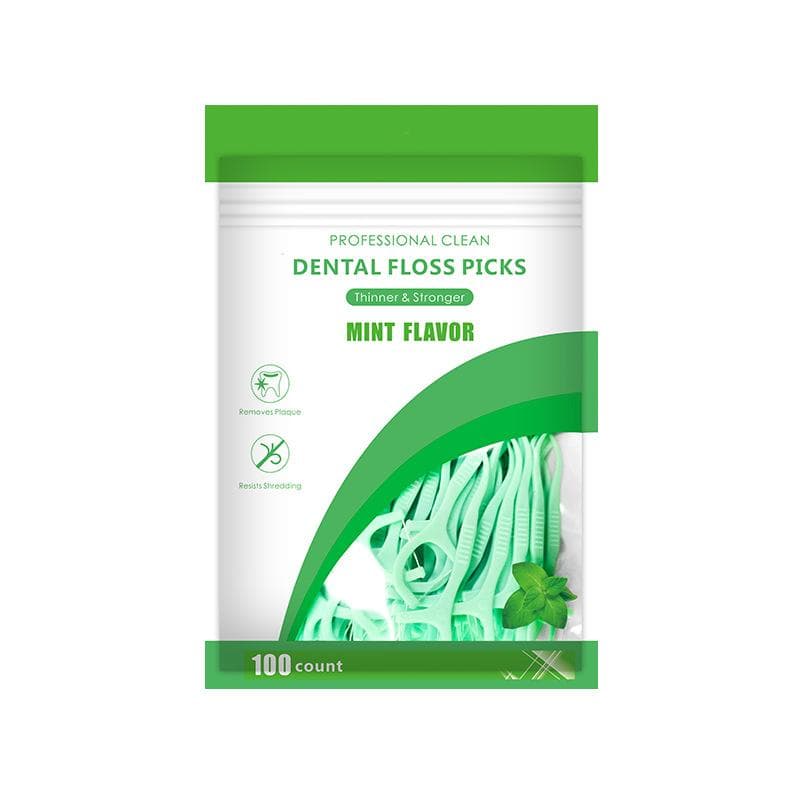 100pcs Mint Flavor Dental Floss Safe High-Grade Toothpick Stick Picks Plastic Toothpicks Ultrathin Peppermint Flavor Teeth Floss 100pcs