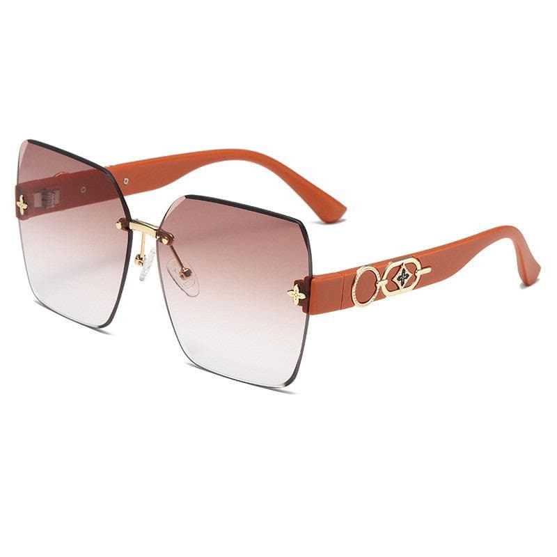 Gradient Lens Rimless Sunglasses for Men Women Cut Edge Hollow Temple Outdoor Eyewear UV Protection