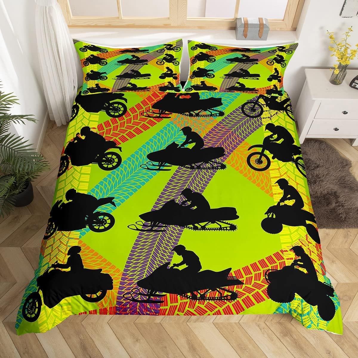 Mountain Bike Duvet Cover Extreme Sports Bedding Set Bicycle Rider Comforter Cover Racing Dirt Bike Quilt Cover Twin Queen Size AU Queen(210x210cm)