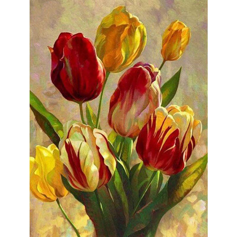 Diamond Painting Red Tulip Flower Cross Stitch Pictures of Rhinestones Diamond Embroidery Flower 20X30CM