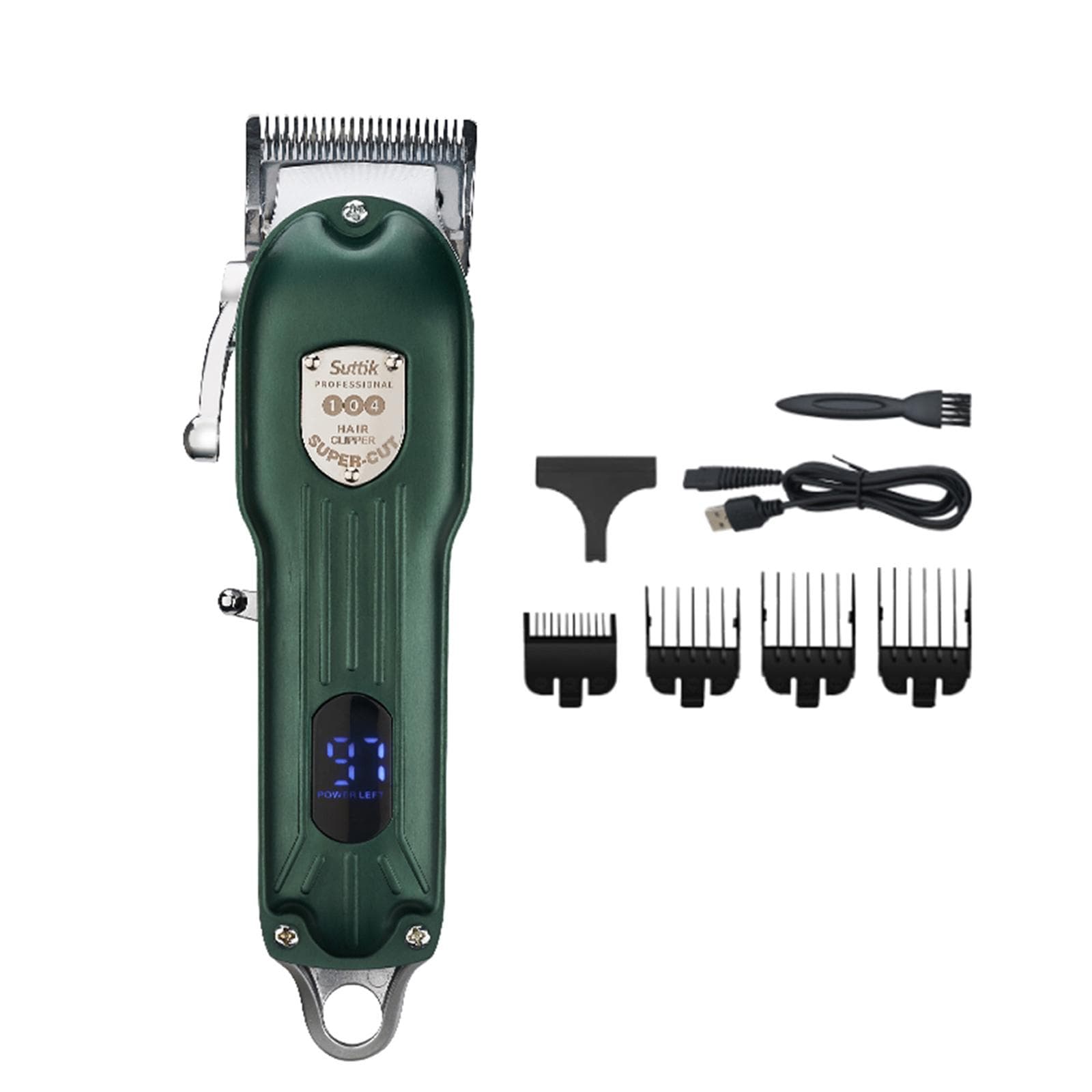 LCD Digital Display High-power Barber Home Electric Oil Head Clippers Professional Styling green