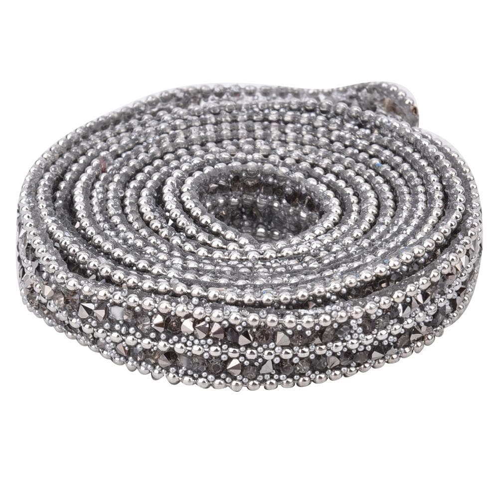 1m x 1cm Crystal Glass Rhinestone Beaded Chain Hotfix Ribbon Wedding Dress Jeans