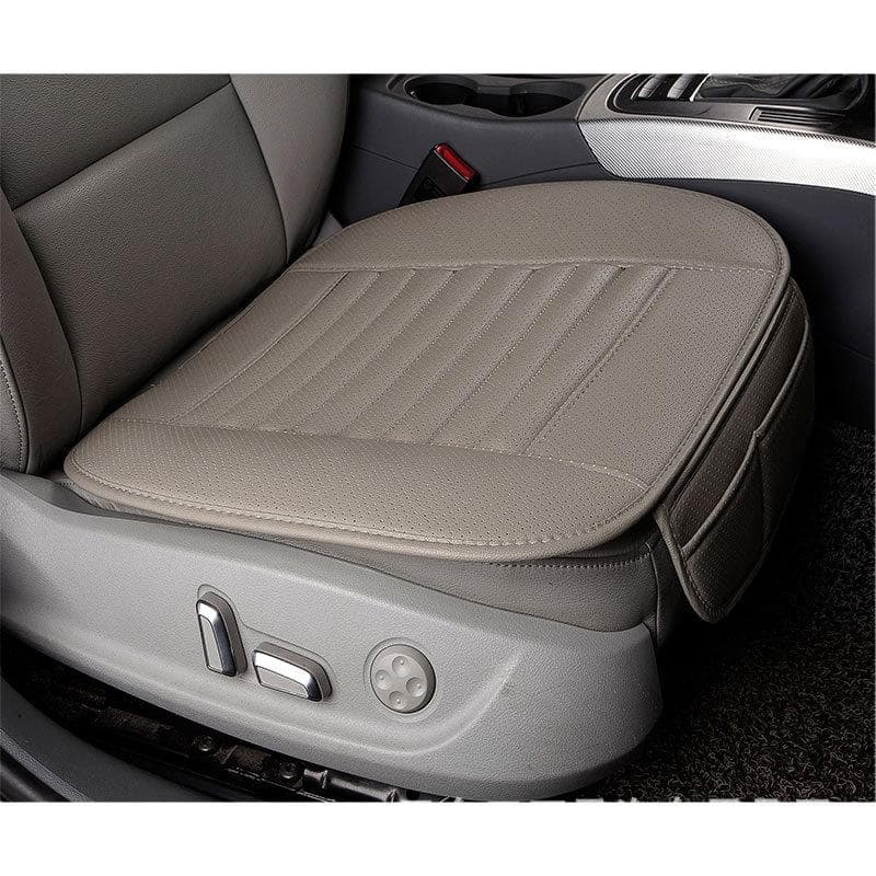 Simple and wear-resistant leather, bamboo charcoal, car seat cushion, single seater, no backrest, all-season universal A grey