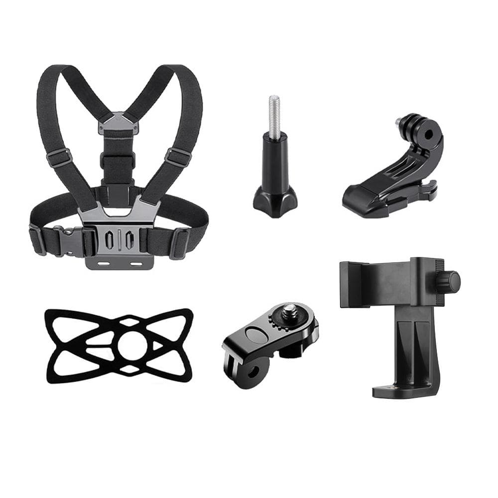 Andoer 6-in-1 Chest Strap Mount Adjustable Chest Harness Belt with Rotatable Phone Clip Replacement With Rotatable Phone Clip black