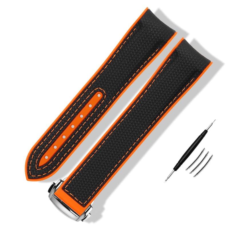 Rubber Watch Strap for omega moonwatch watch band 20mm 21mm 22mm silicone watchband folding clasp Curved end wristwatches belt 20mm
