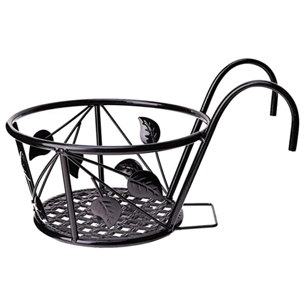 Iron Wire Hanging Flower Pot Holder Brackets Balcony Display Shelf Garden Plant Flower Holder black