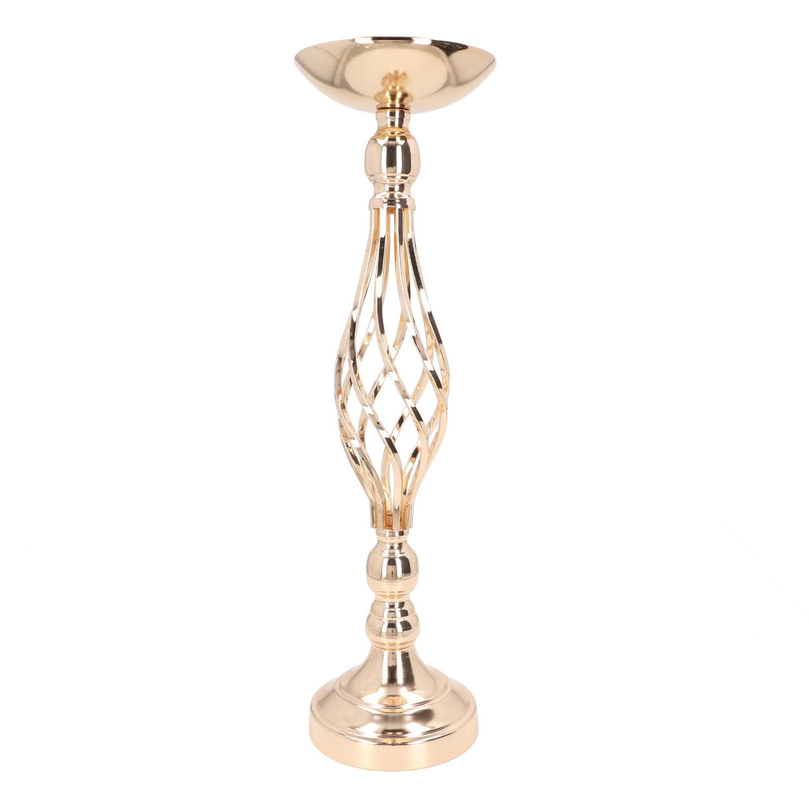 Table Candlestick Ornament Iron Twisted Curb Candle Holder Decorative Ornament Wedding Candlestick M(315 X 180mm / 12.4 X 7.09in) gold