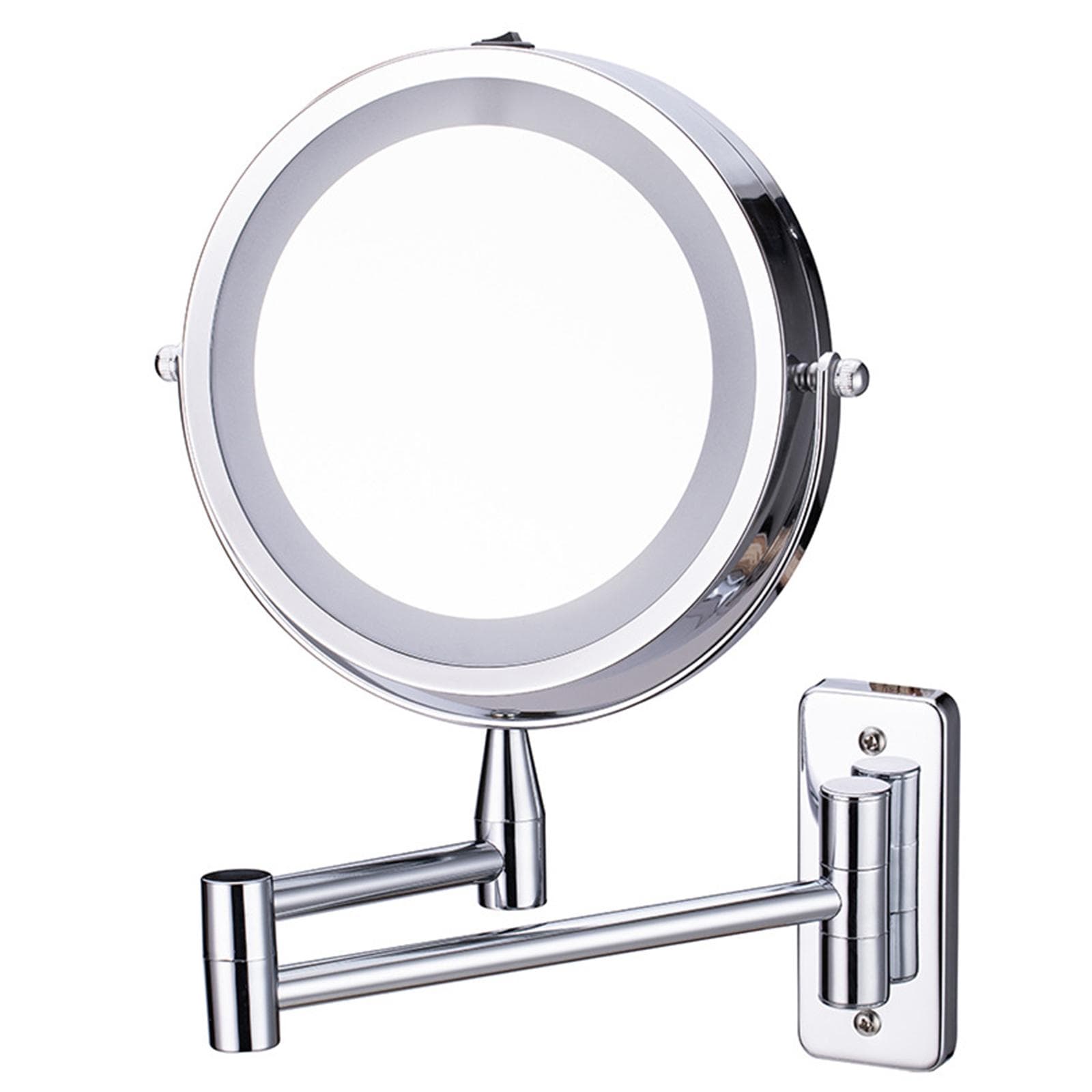 Bathroom Led Mirror Makeup Mirror With Lights No Hole Wall Mounted Folding Telescopic Mirror Swivel 8inch silver
