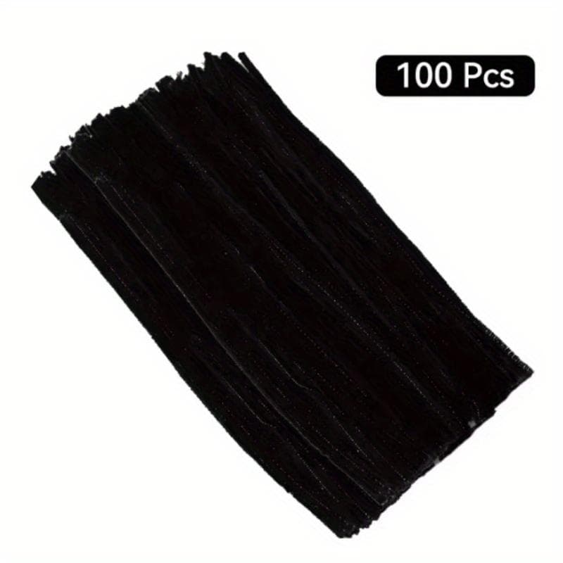 100 PCS Colorful Twisted Rod Creative DIY Handcraft Twisting Bar Wool Root Fluffy Bar Iron Wire Imaginative Decorations black