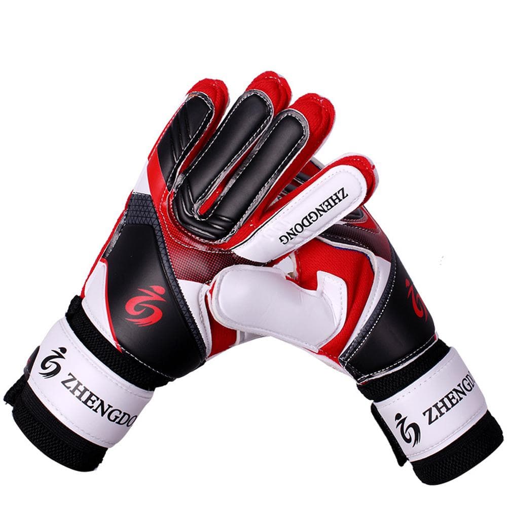 Youth Padded Football Gloves Flexible Grip Palm Soccer Lineman Goalie Goalkeeper Gloves for Kids Men 9 red