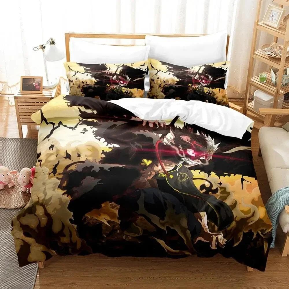 Anime Black Clover Bedding Set Duvet Cover Bed Set Quilt Cover Pillowcase Comforter king Queen Size Boys Adult Bedding Set AU Queen 210x210cm