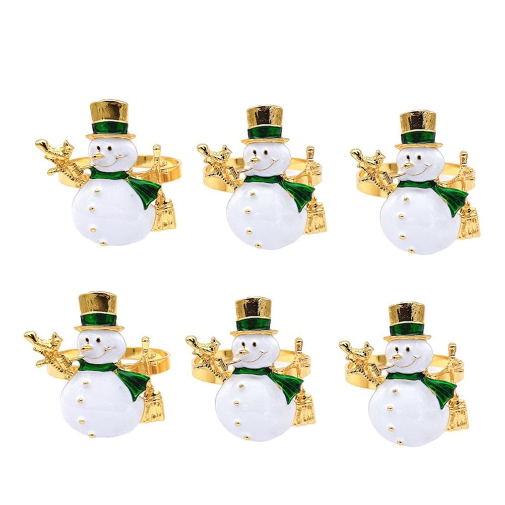 Christmas Napkin Rings Set of 6 Snowman Metal Napkin Ring Holders for Dining Table Decor for