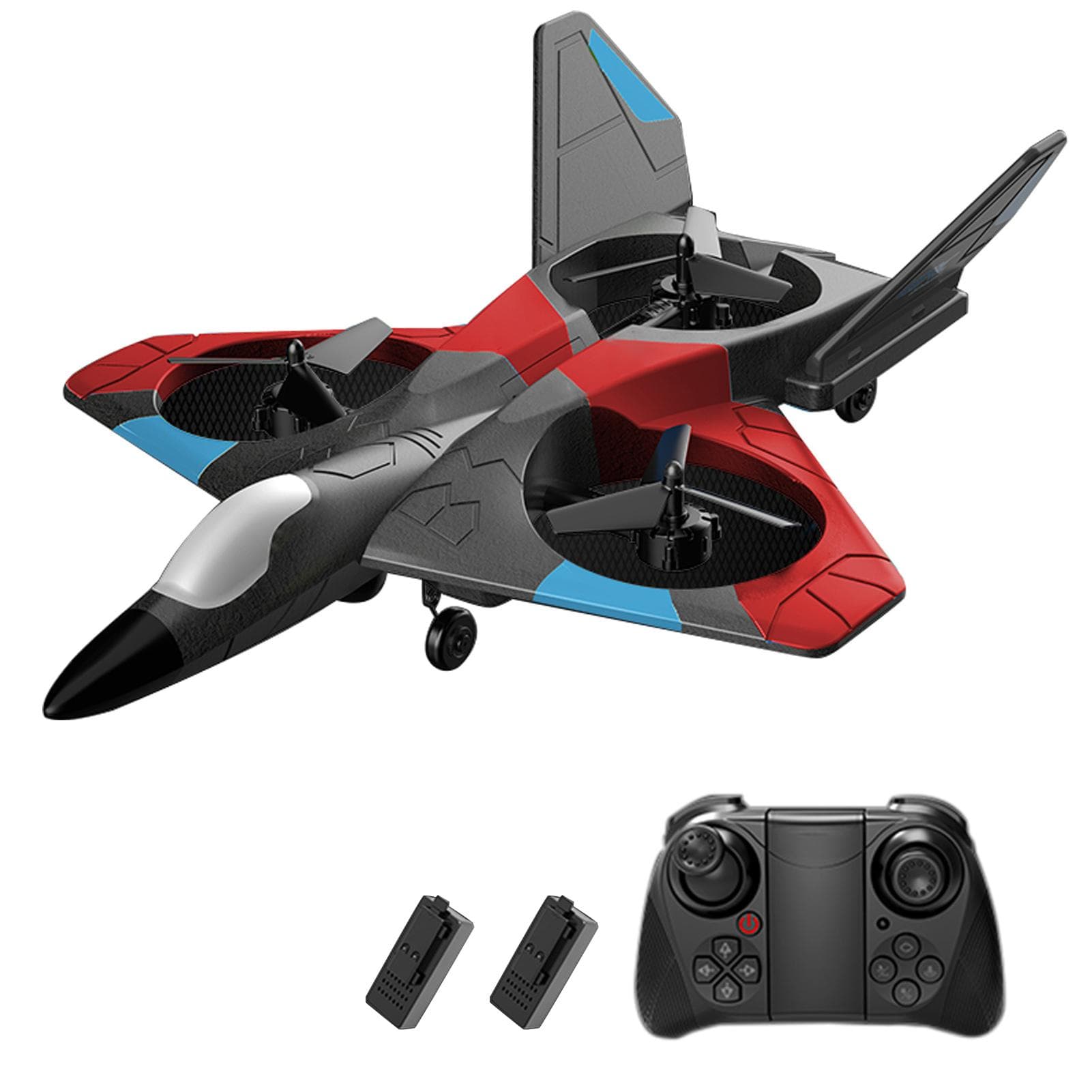 Remote Control Airplane with Camera 4K 2.4GHz Remote Control Plane Gliding Aircraft Flight Toys for no camera-2 battery red