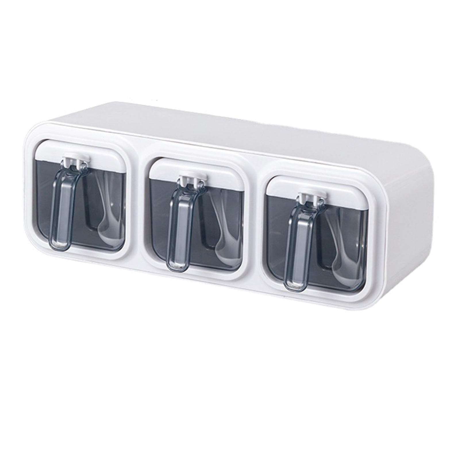Self Adhesive Wall Mounted Spice Box Set Plastic White Kitchen Wall Mounted Seasoning Box Organizer