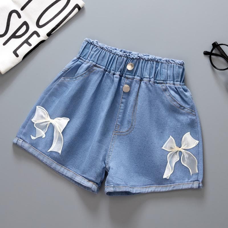 Summer Kids Short Denim Shorts for Girls Fashion Girl Short Princess Jeans Children Pants Girls Shorts Flower Girls Clothing 120cm