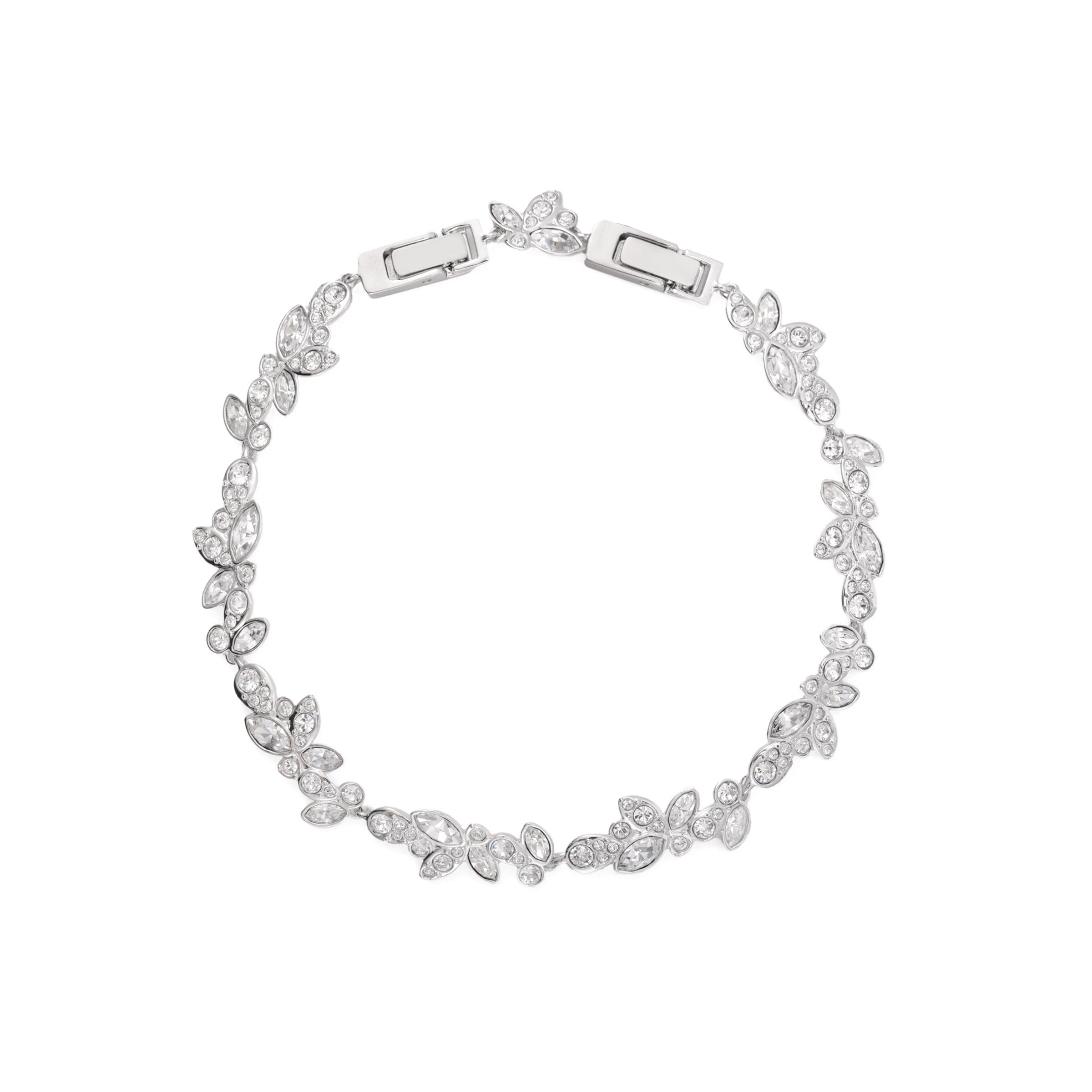 Swarovski Diapason Plated White Gold Romantic Petal Sparkling Metal Bracelet Women bracelet 5146744 Box (Random Color)