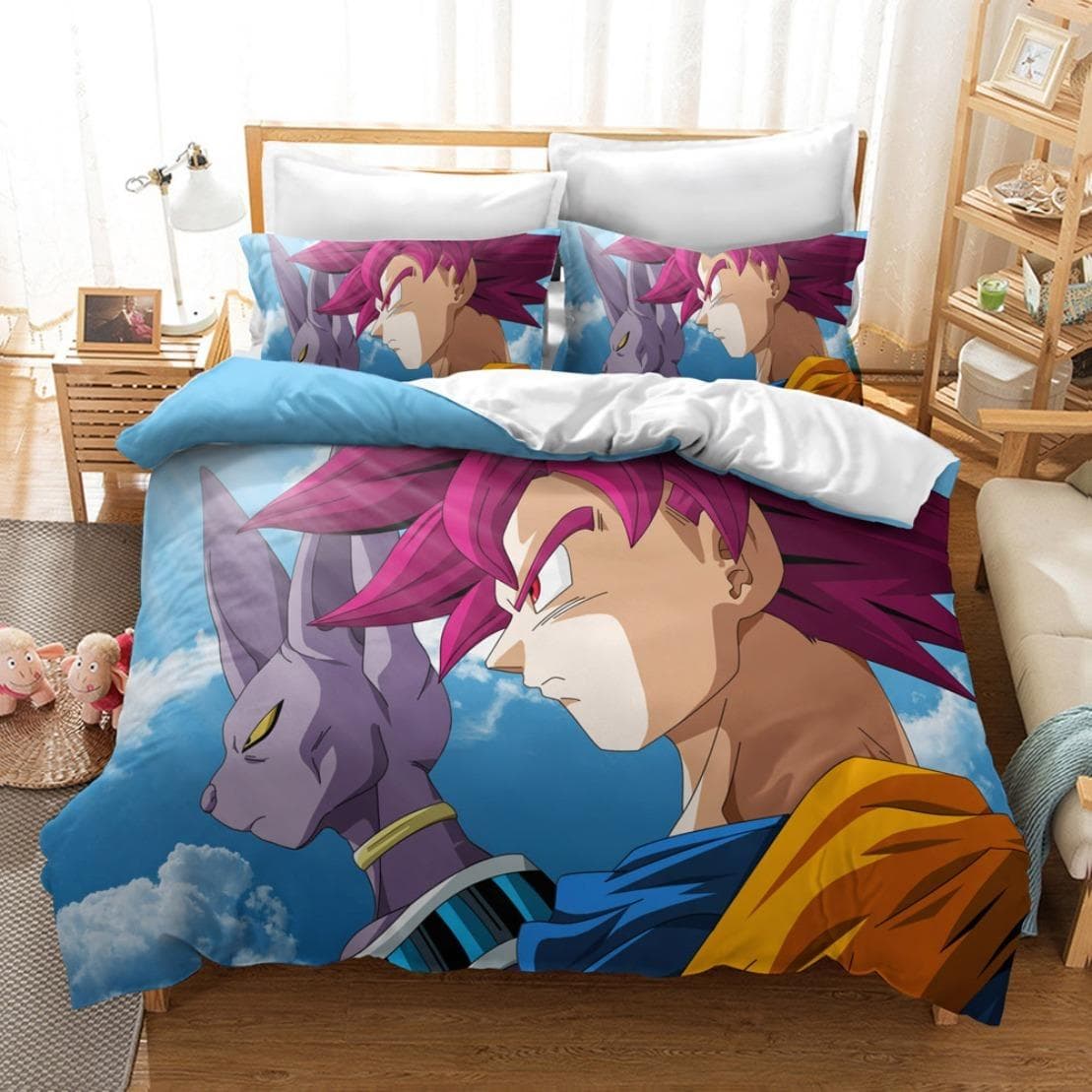 Anime Dragon-Ball Bedding Set,Anime 3D Dragon Duvet Cover,Duvet Comforter Quilt Cover Set Super Saiyan Bedding Set 200x200cm 3pcs