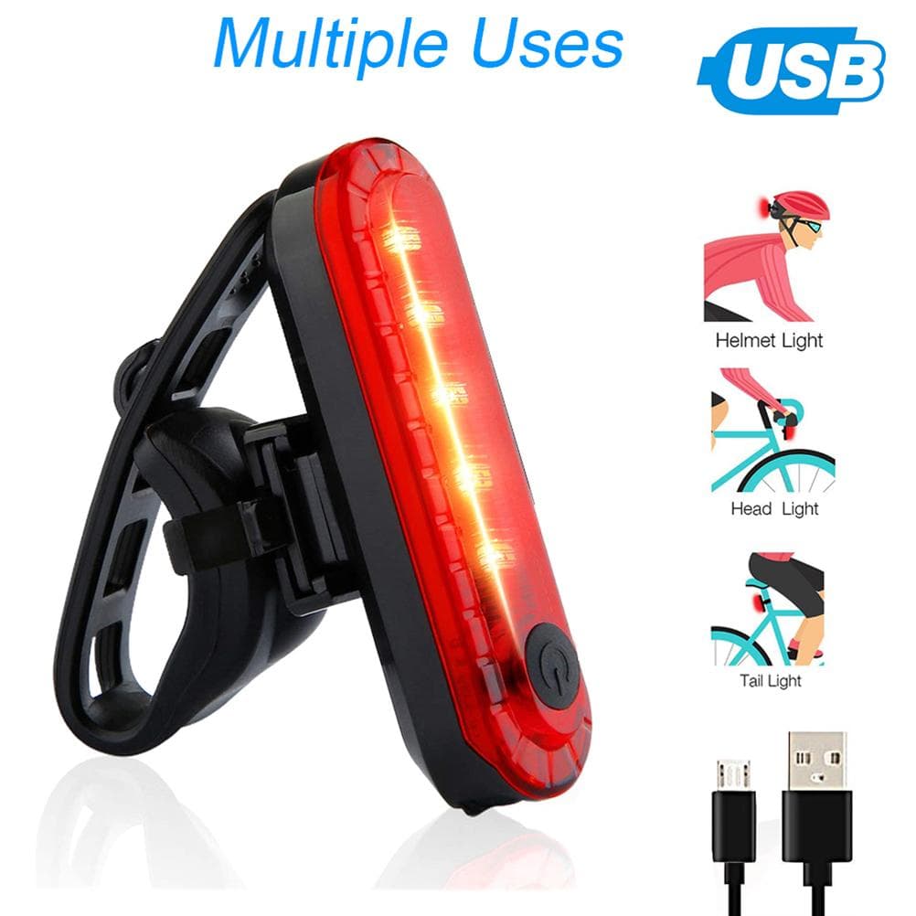Rear Bike Tail Light for Mountain Bike Ultra Bright USB Rechargeable Taillights Red High Led