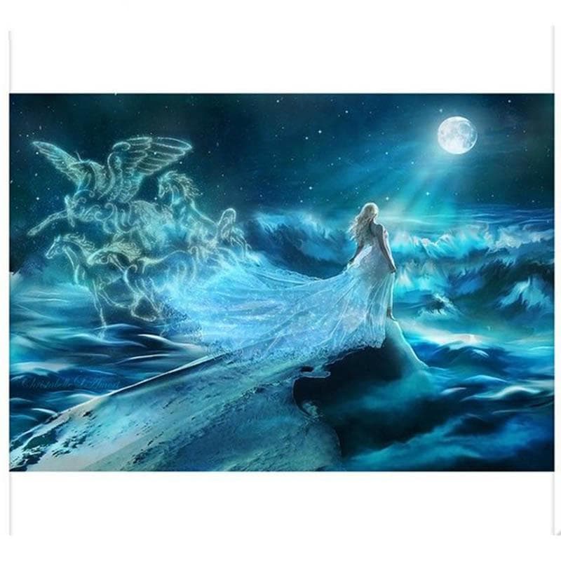 5D DIY Diamond Painting Moon Goddess Embroidery Mosaic Cross Stitch Rhinestone Decor 20X30CM