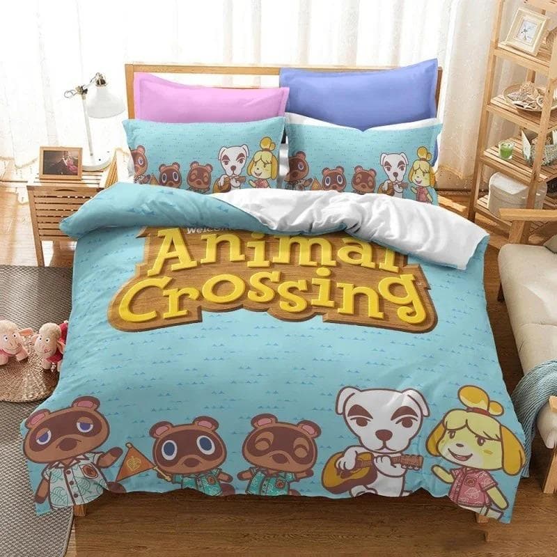 Animal Crossing Cartoon Game Bedding Set 3D Duvet cover Twin Full Queen King Size Bed Linen and Covers Pillowcase Sets for kids 70x133cm 2pcs