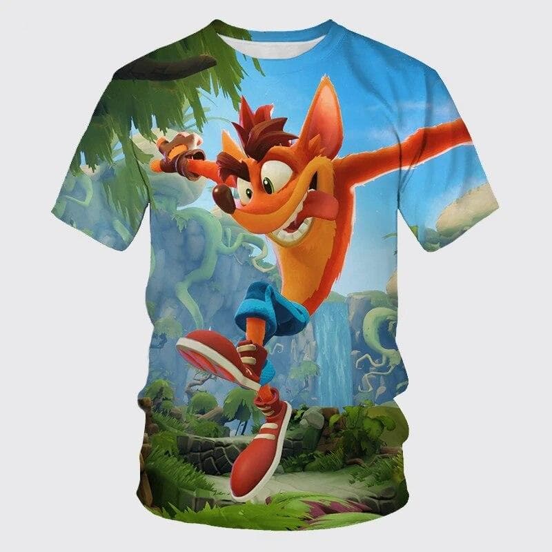 Crash Bandicoot 3D Printing Children's Summer Fashion Casual Game T-shirt Top Cartoon Kids Round Neck Short Sleeve T shirt S