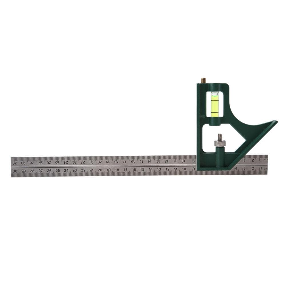 300mm Adjustable Stainless Steel Square Angle Ruler 4590 Degree with Bubble Level