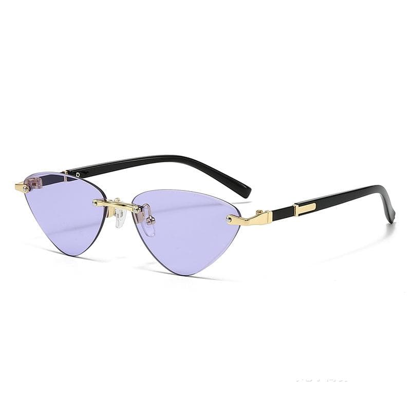 Fashion Rimless Cat Eye Sunglasses for Women Men Small Ellipse Shades Party Travel Sun Glasses Oculos MULTI