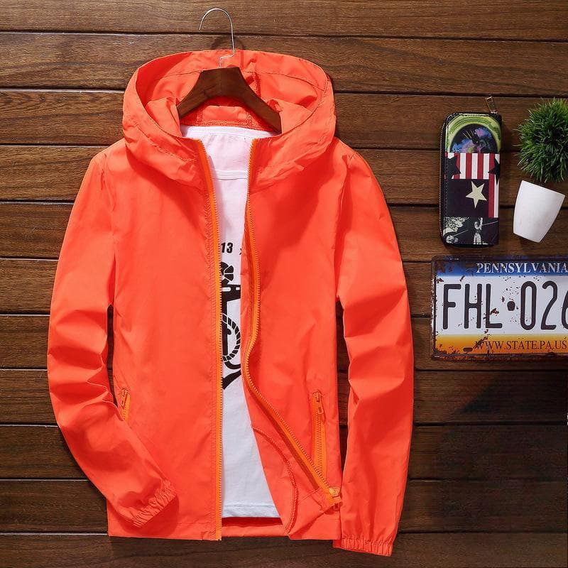 Unisex Thin Quick-Dry Windbreaker: Breathable, Sun Protection, Large Sizes for Outdoor Sports L orange