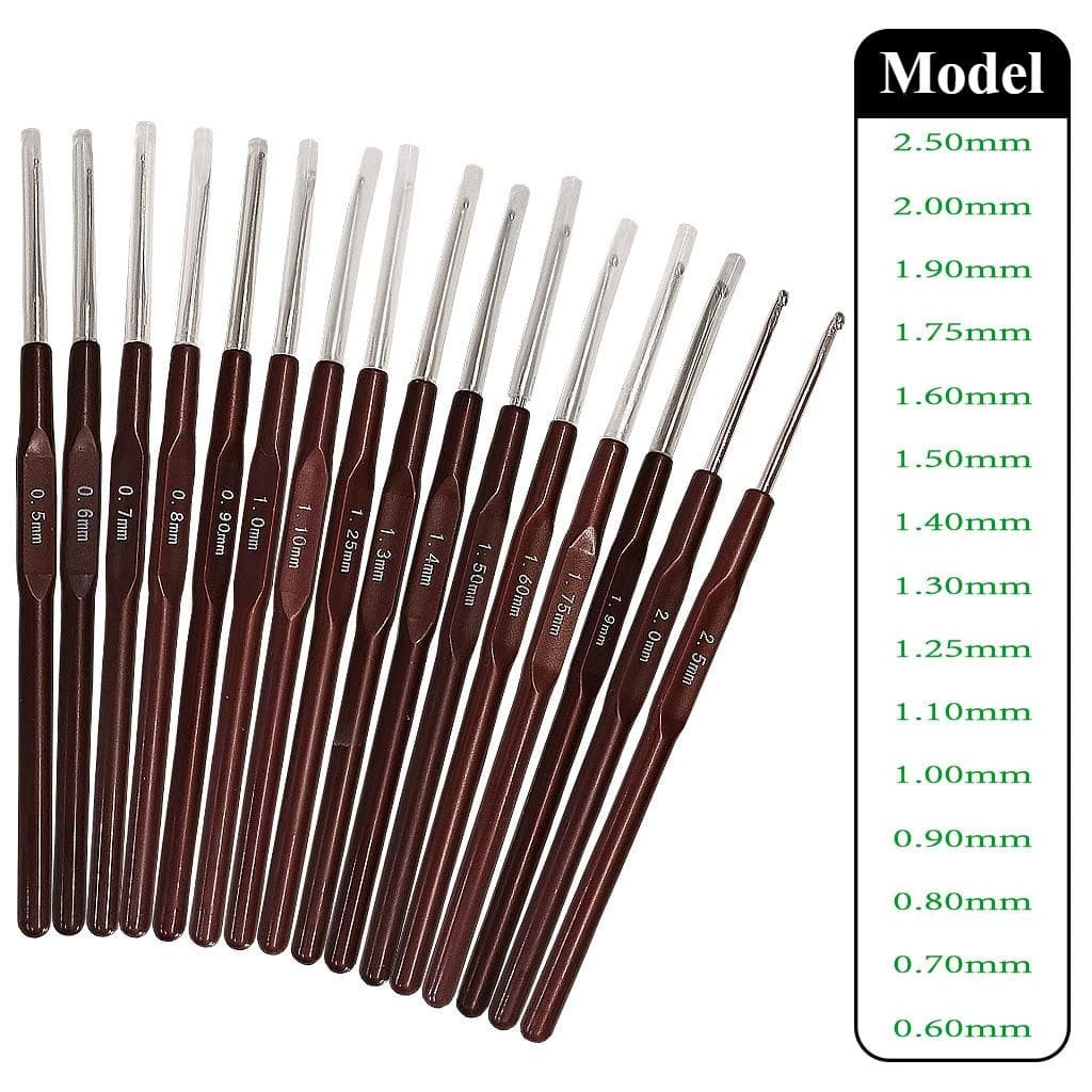 16Pcs Crochet Hook Set - Comfort Grip Handles, 0.5mm-2.5mm Sizes - for Lacework & Fine Yarn Crafting - Ideal for Knitting Enthusiasts & Beginners 16pcs