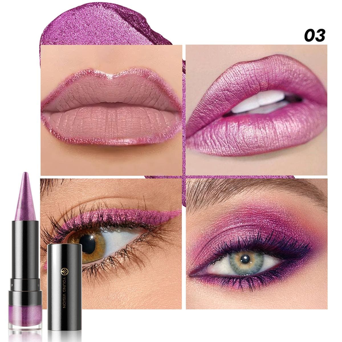 6 Colors Matte Fine Glitter Dual-purpose Lipstick Eyeshadow Stick Long-lasting Easy To Color Non-stick Cup Lipliner Pen
