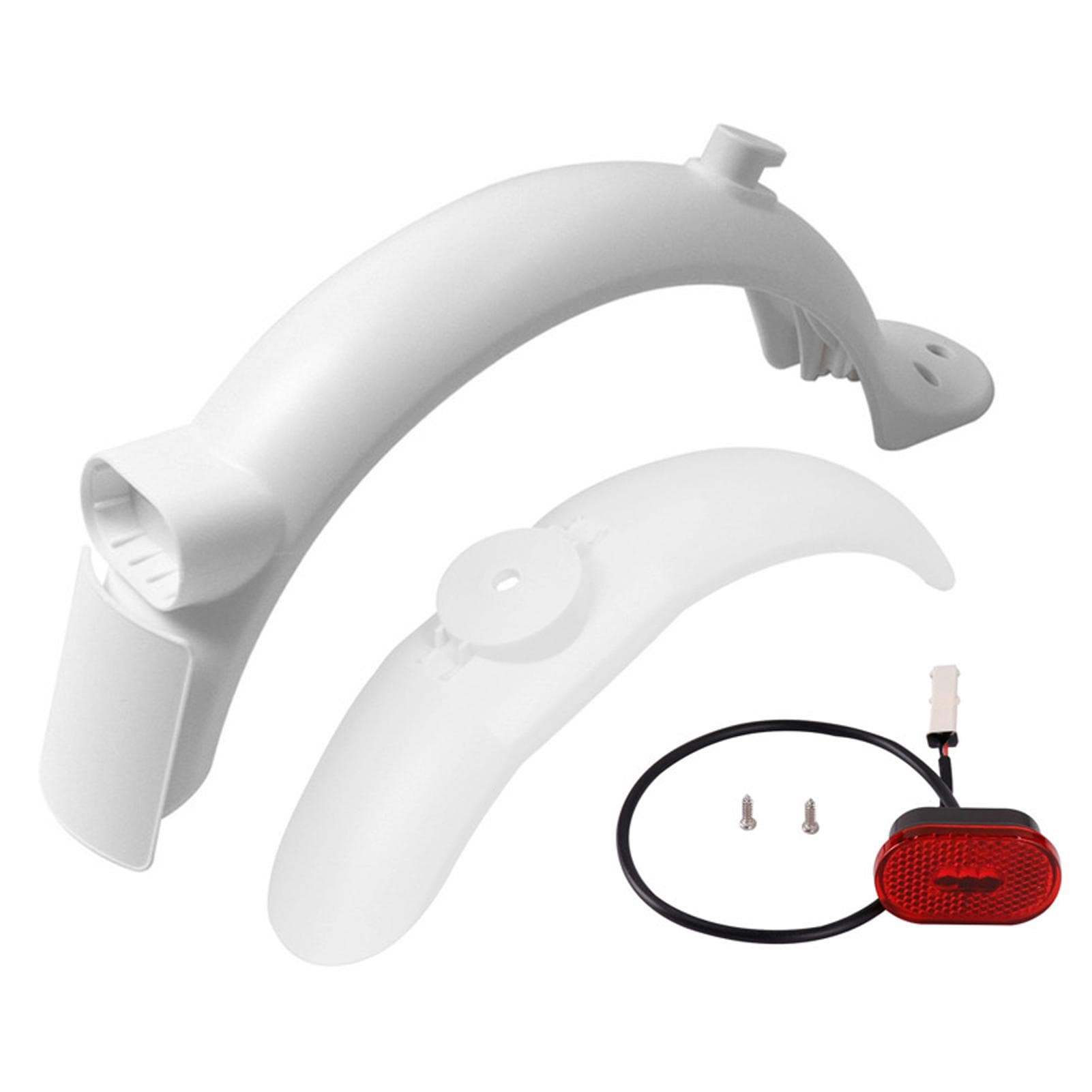 Electric Scooter Rear and Front Mud Guard Set with Taillight Compatible for M365 Pro2 Electric white