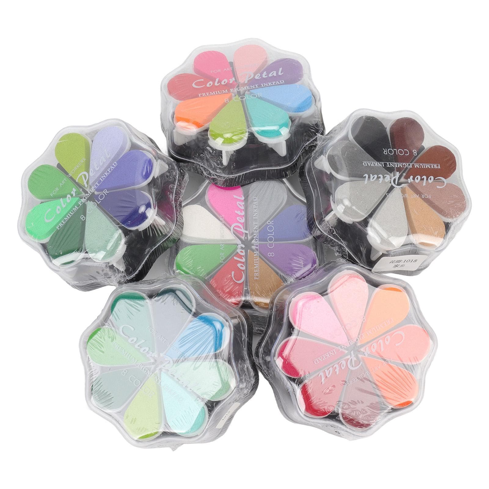 6 Pcs Washable Ink Pad Petal Shape 48 Metal Colors DIY Rubber Stamp Pad For Dogs Baby Footprint