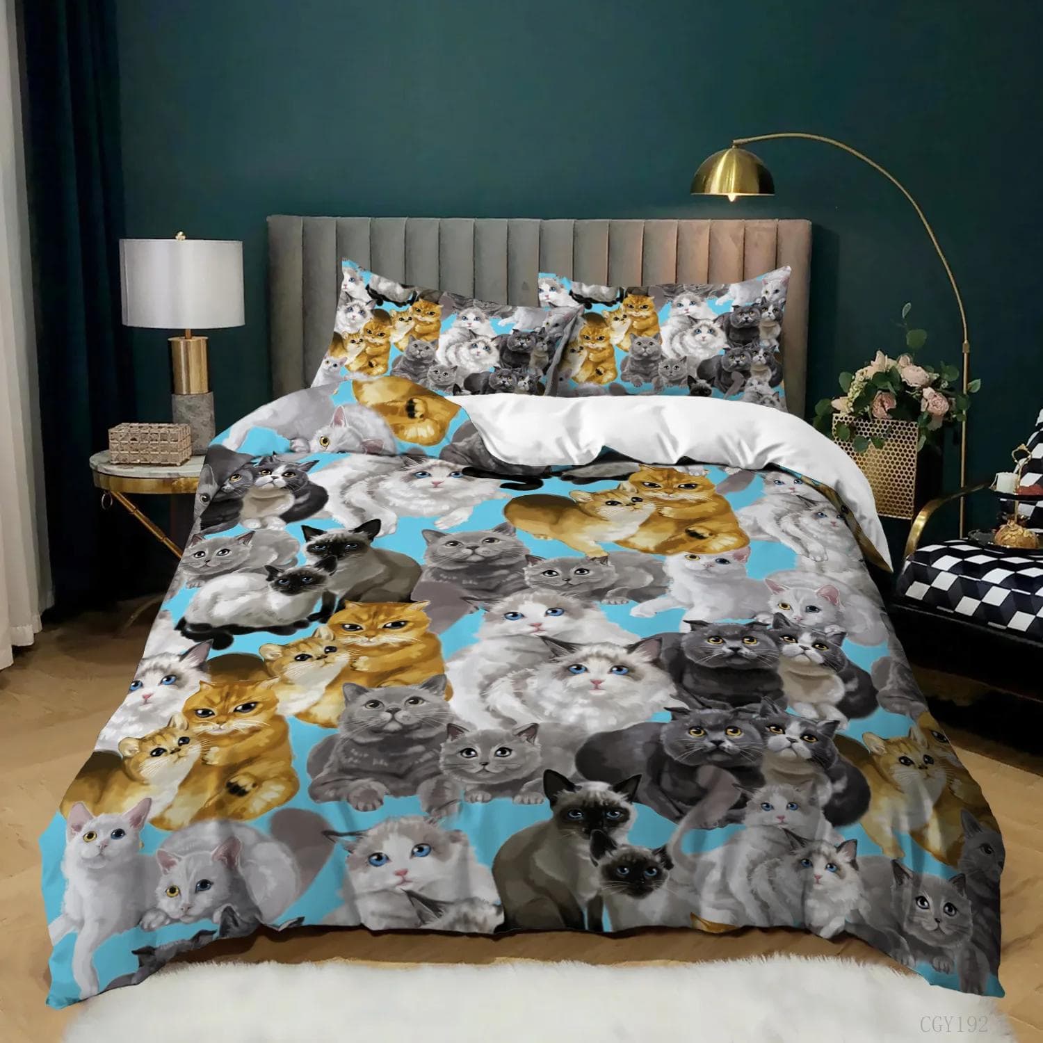 Cactus Duvet Cover Cartoon Comforter Cover Cute Dog Cat Bedding Set Potted Plant Garden Style Queen King Full Size Quilt Cover EU single(135x200cm)