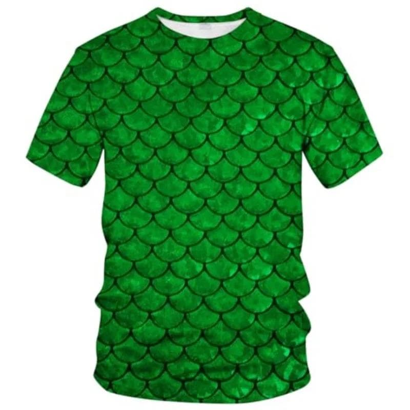 Funny Fish Scale Pattern 3D Print Tshirt Men And Women Summer Fashion Personality O Neck Short Sleeve T Shirt Casual Kid Tee Top 3XL