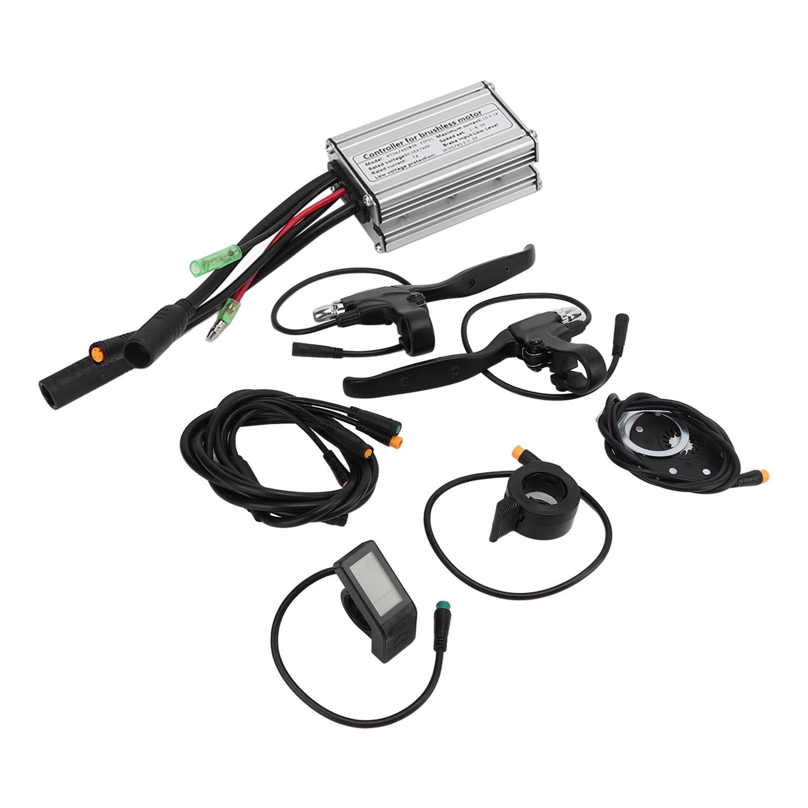 36V 48V 250W Brushless Motor Controller Kit 15A Controller LCD4 Panel 130X Thumb Throttle 8C Power