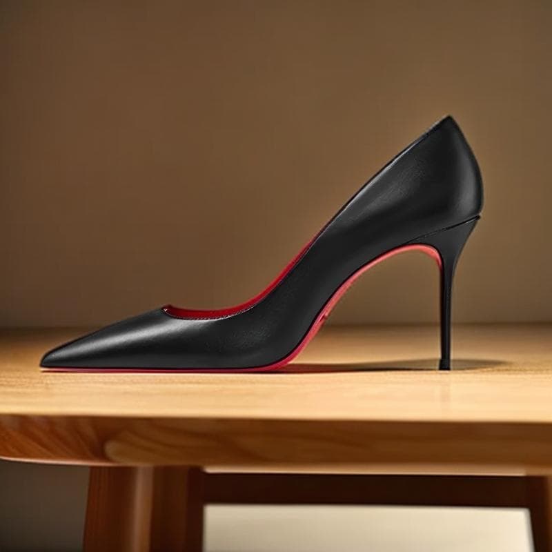 Light nude black matte leather with pointed 12cm ultra-fine heel high heels, fashionable and versatile professional shoes 38