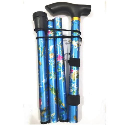 Folding Walking Canes for Elderly Men and Women Aluminum Collapsible Adjustable Walking Stick Non-slip Crutches blue