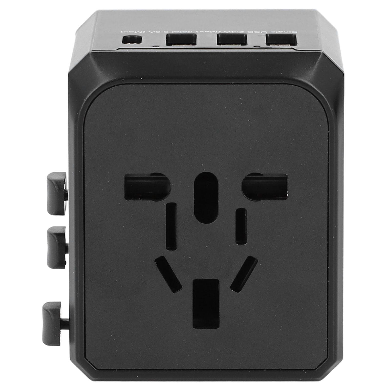 Travel Power Adapter with 3 USB A 1 USB C Portable Quiet Travel Voltage Converter for Hairdryer black