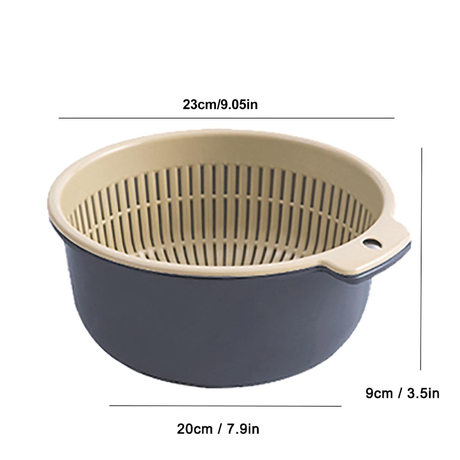 Double Layer Vegetable Washing Basket Fruit Drain Basket Kitchen Strainer Basket for Household Large 20x18x19 cm grey/blue