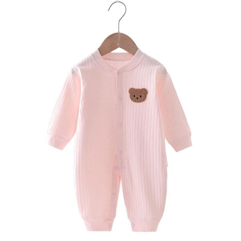 Bear Newborn Jumpsuit Cotton Autumn Spring Baby Romper Toddler Girls Boys Clothes Infant One-Piece Kids Onesie Home Leisure Wear 59cm pink