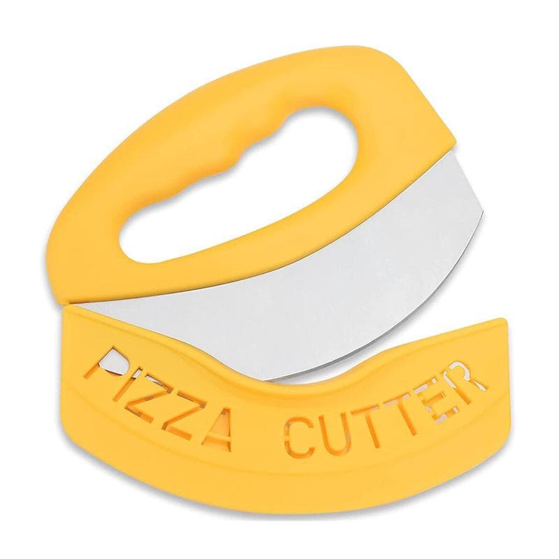 Large Pizza Cutter Rocker With Cover Pizza Cutting Knife With Stainless Steel Blade Pizzas Rocker/Slicer Tools 0877 yellow