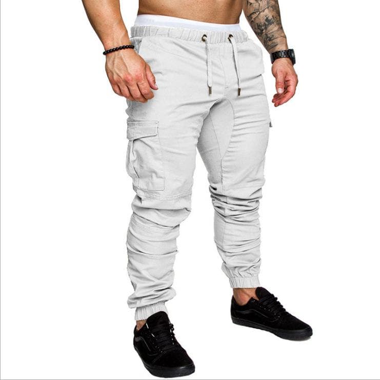 Men's Cargo Gym Joggers Sweatpants XL white