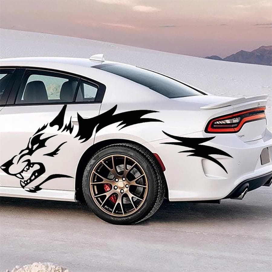 2pcs Car Stickers Running Wolf Vinyl Decals Door Side Pickup Vehicle Truck