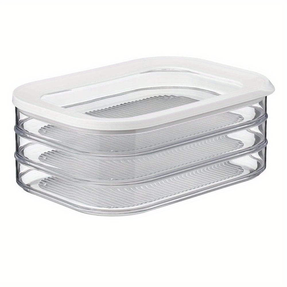 3 Tier Clear Food Storage Container Set, BPA-Free Plastic Refrigerator Organizer, Stackable Kitchen Crisper for Bacon, Deli Meats, Cheese